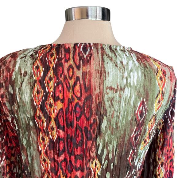 Rebecca Malone Multiprint Snake Tie Dye Crinkle Sequin Top MED Forest Fairy Boho - Picture 5 of 9